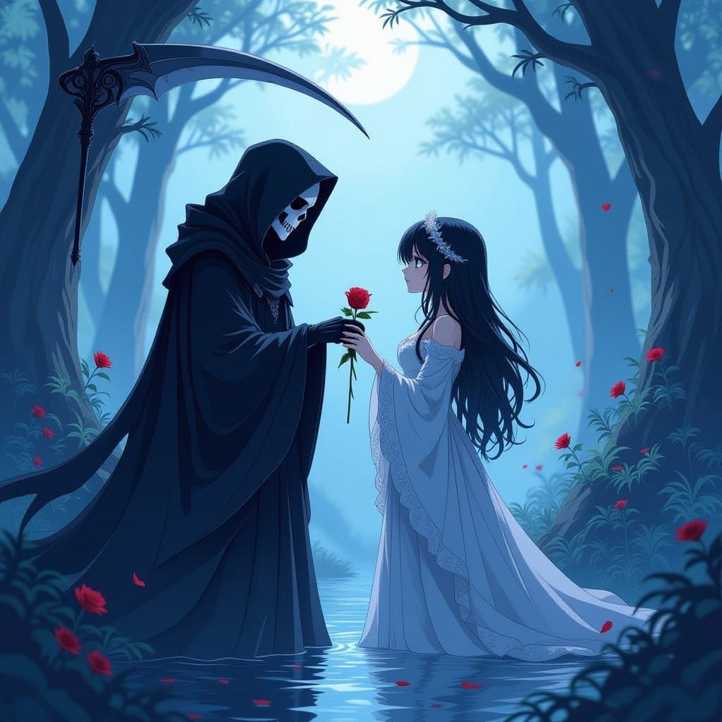 Grim Reaper Hesitates, Falling for Soul in Liminal Space