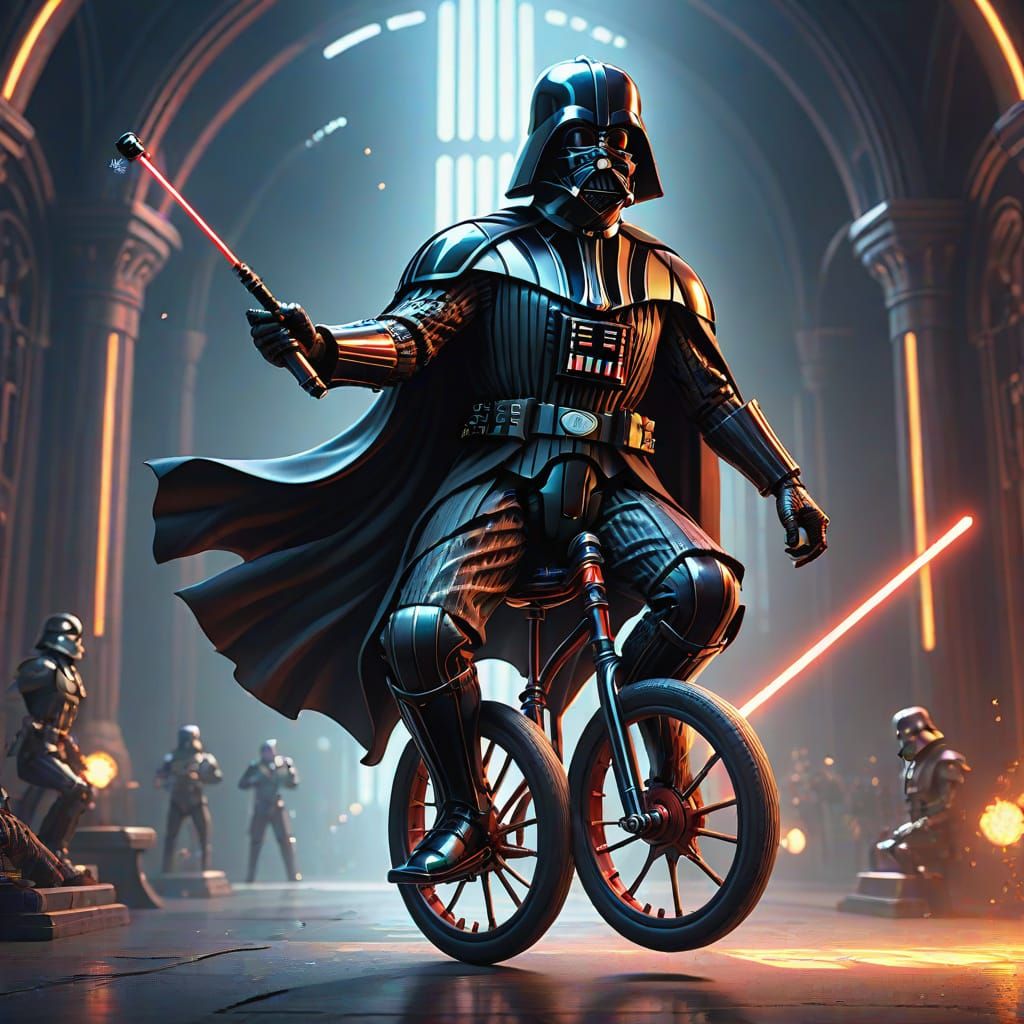 Darth Vader on Unicycle, Fantasy Concept Art