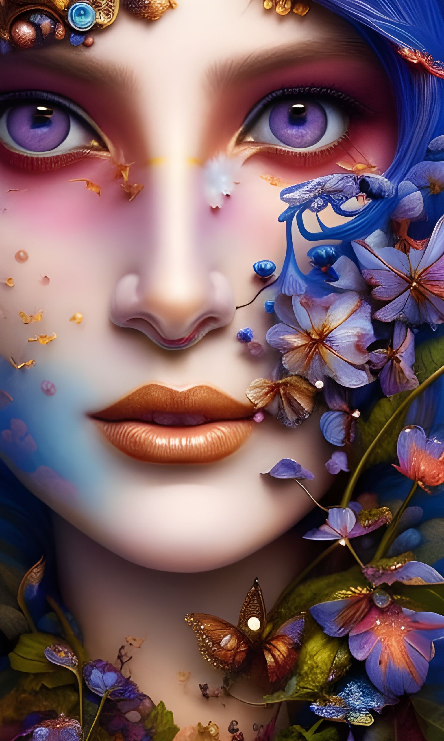 Magic Shroom Pixie Jester Portrait in Fantasycore Style