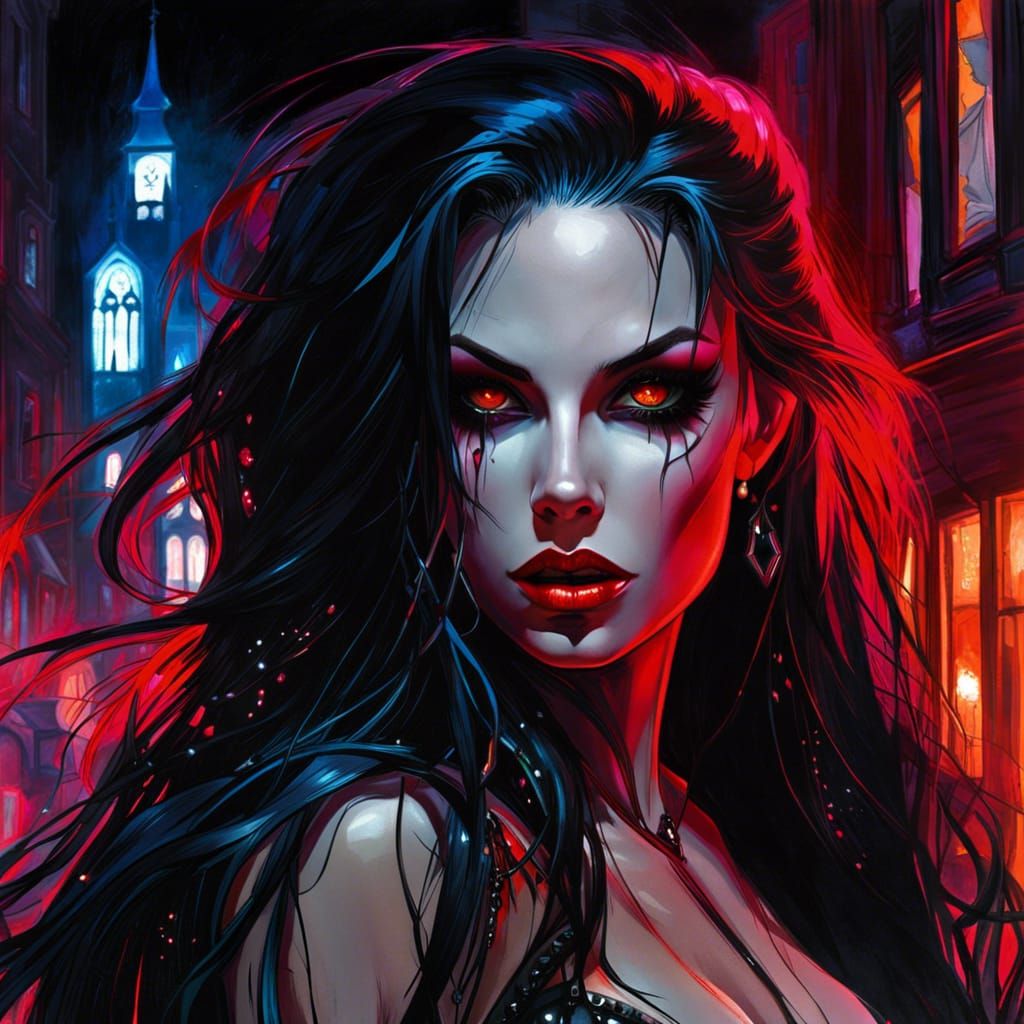 Neon Gothic Vampire Pin-Up in Stockholm