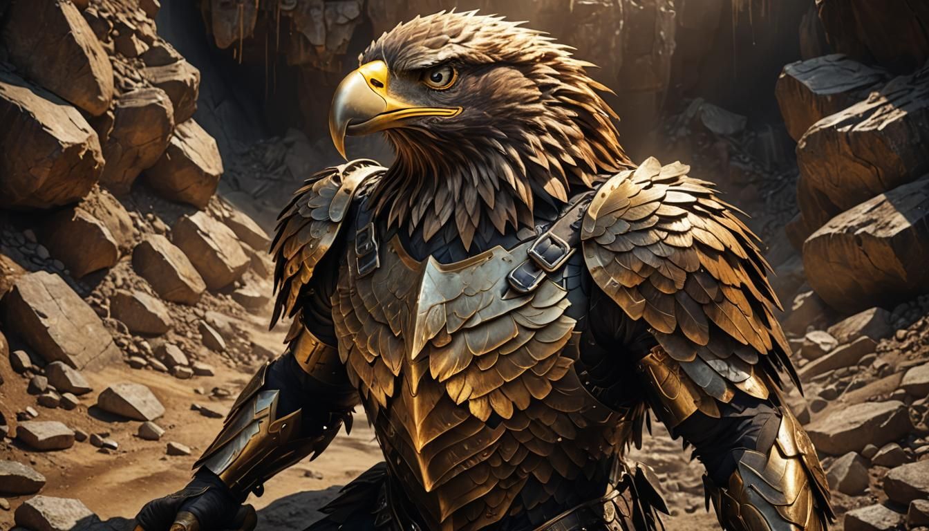 Eagle Head in Gold Mine: Digital Art