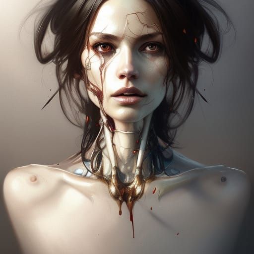 Bone Through Woman: Hyperdetailed Digital Portrait