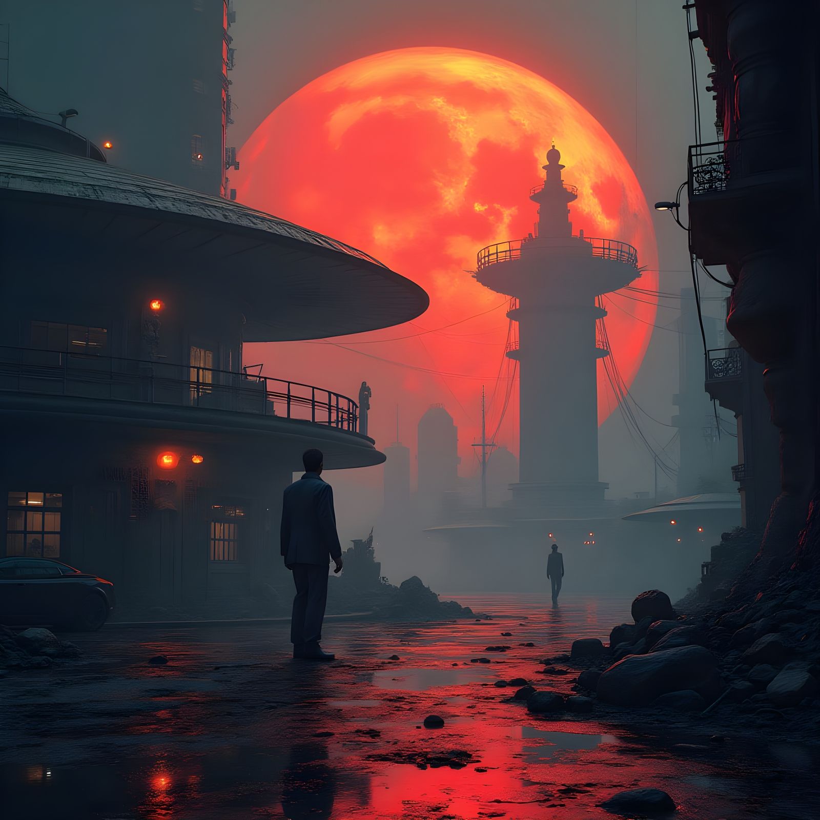 Futuristic Cityscape in a Cinematic, Blade Runner-Inspired A...