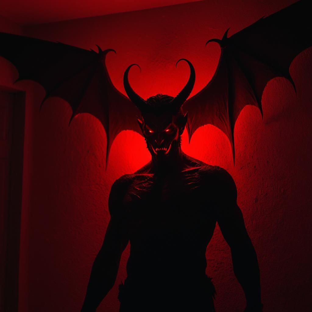 Eerie Silhouette of a Lucifer-like Demon