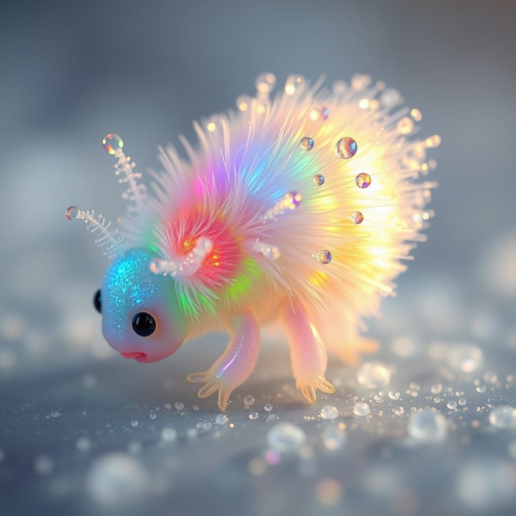 Ethereal Baby Tardigrade with Glittering Silk Coat and Celes...