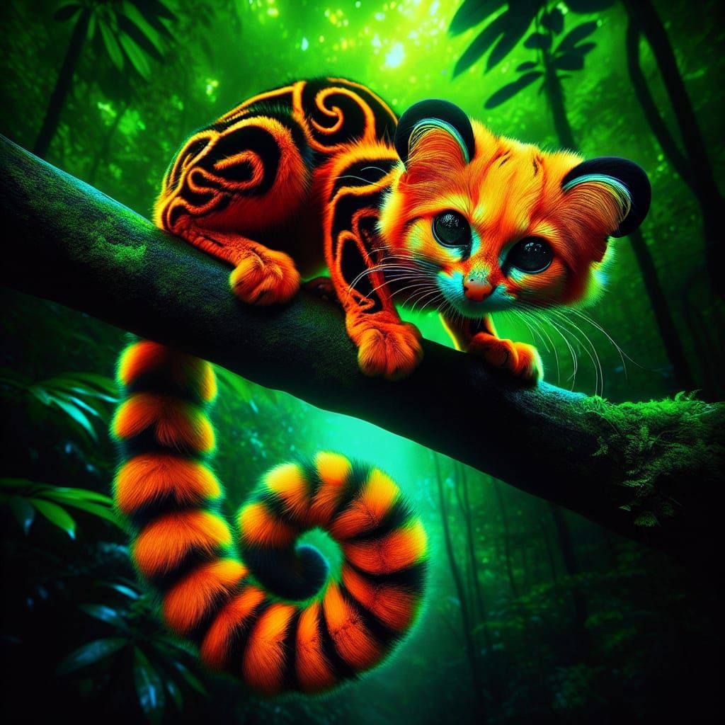 Wild Felis Tangarinus in a Neon Green Jungle