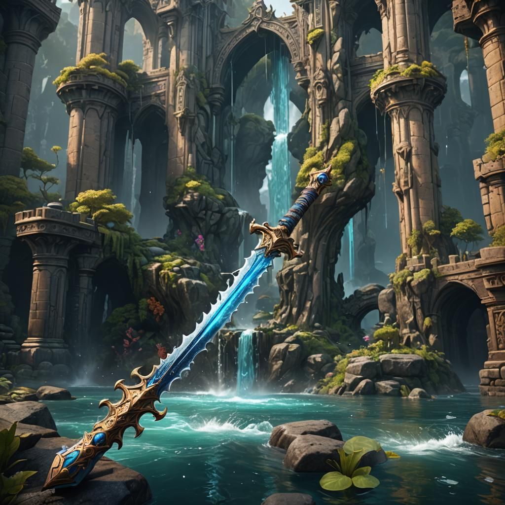 Fantastical Water Sword Concept Art
