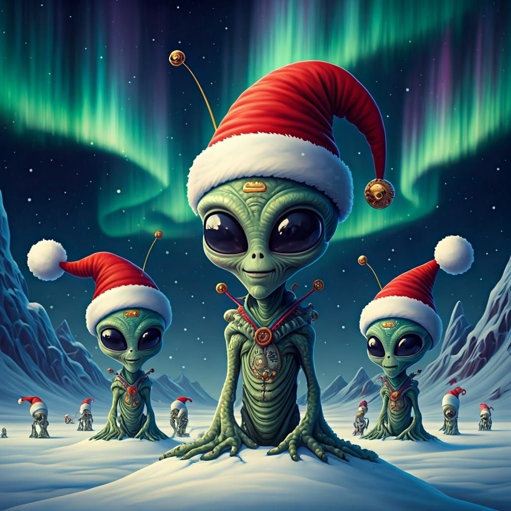 Jolly Extraterrestrial Friends Don Santa Hats