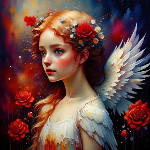 Ethereal Angel in Oils with Impasto Texture