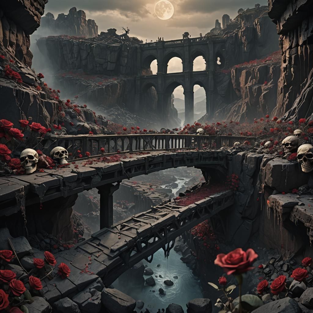 Hellish Skull Bridge in Digital Matte Painting