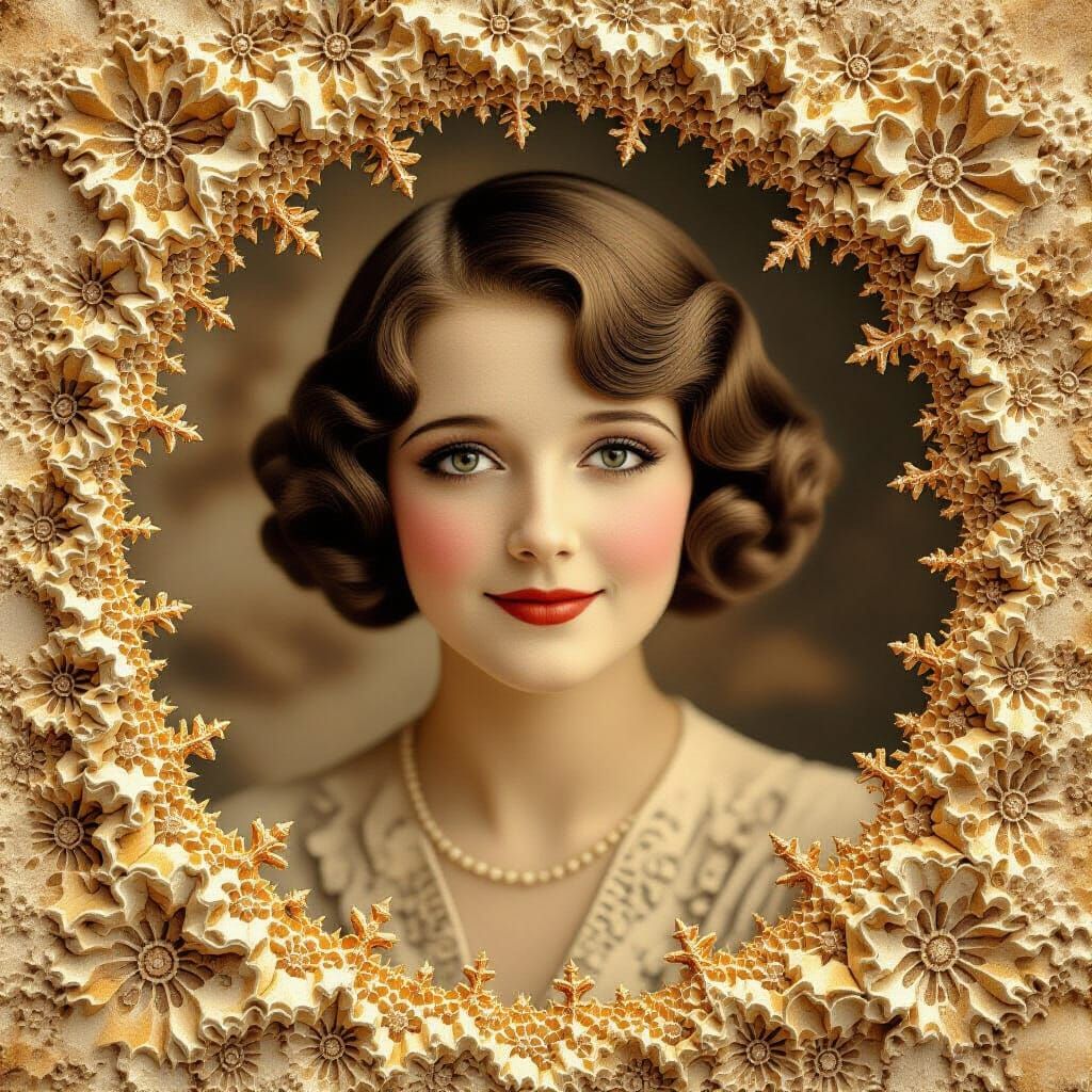 Antique Photo of 1920s Woman Reaching Out, Sepia Tones