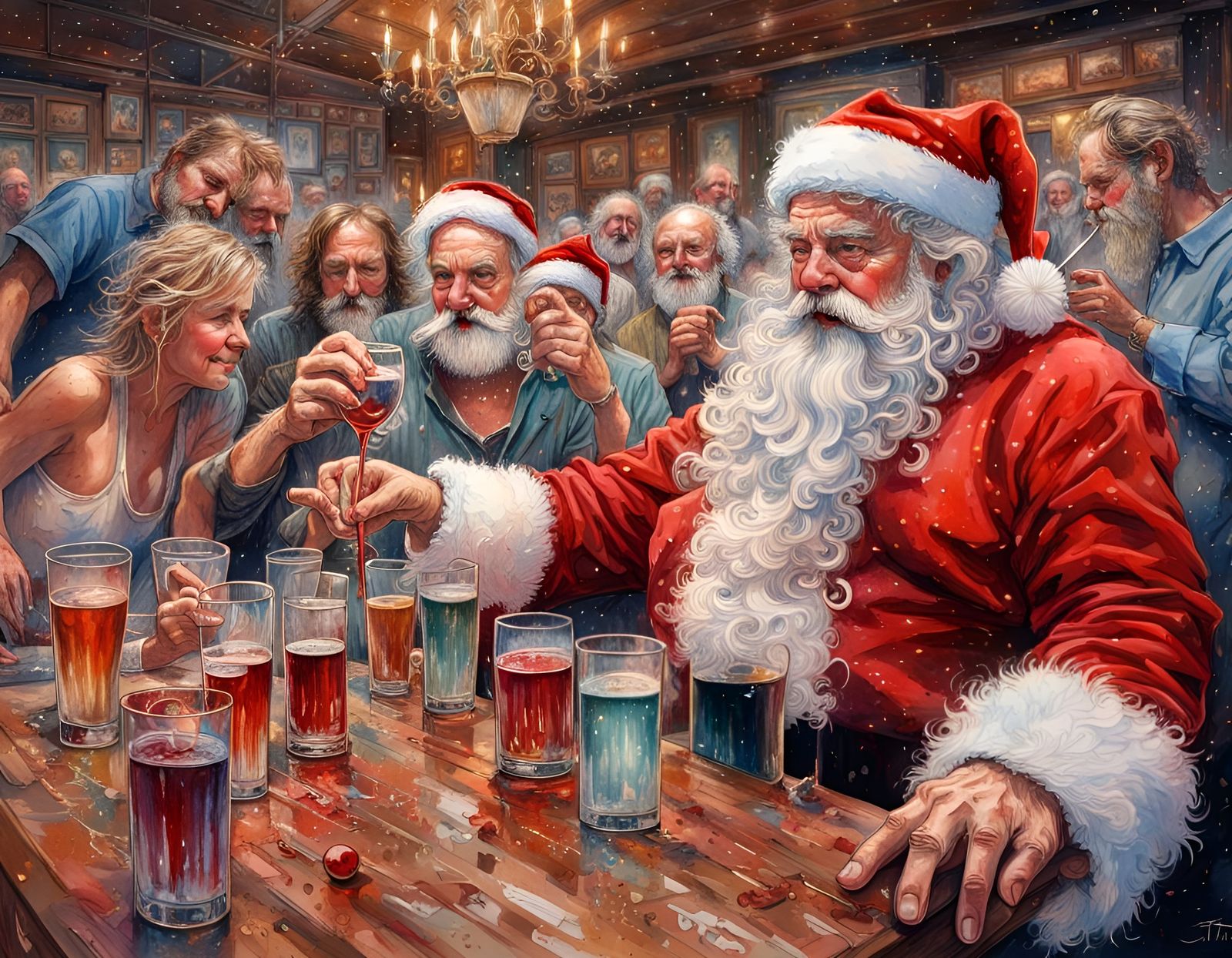 Festive Santa Convention in Splash Art Style