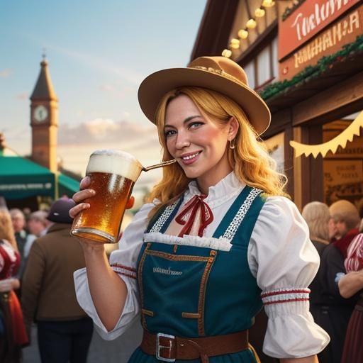 Bavarian Man at Oktoberfest, Vibrant Oil Painting