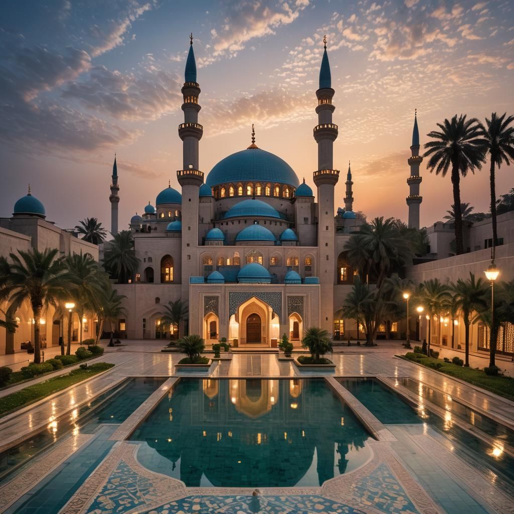 Magnificent Mosque at Dusk: A Beacon of Peace