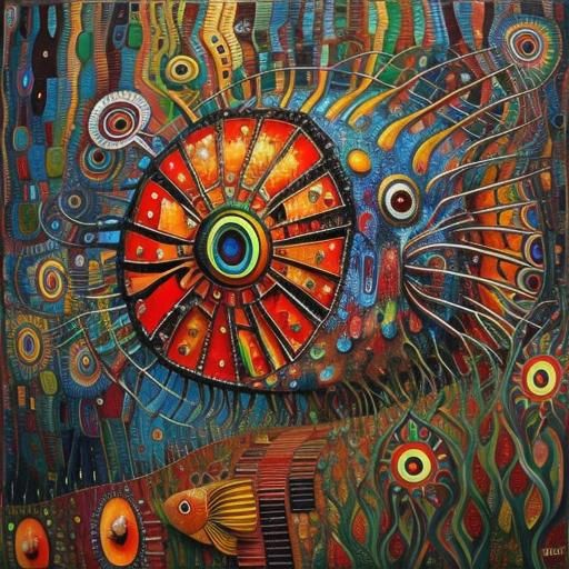 Angler Fish Mosaic in Pop Surrealism Style