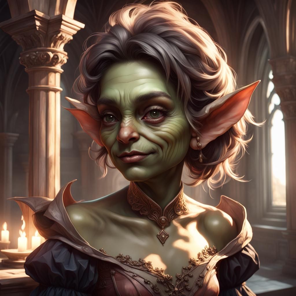 Goblin Bard in Gothic Art Nouveau Style