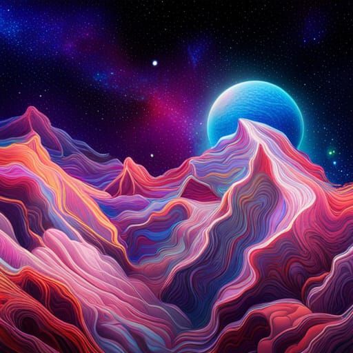 Cosmic Planet: Holographic Astral Illustration