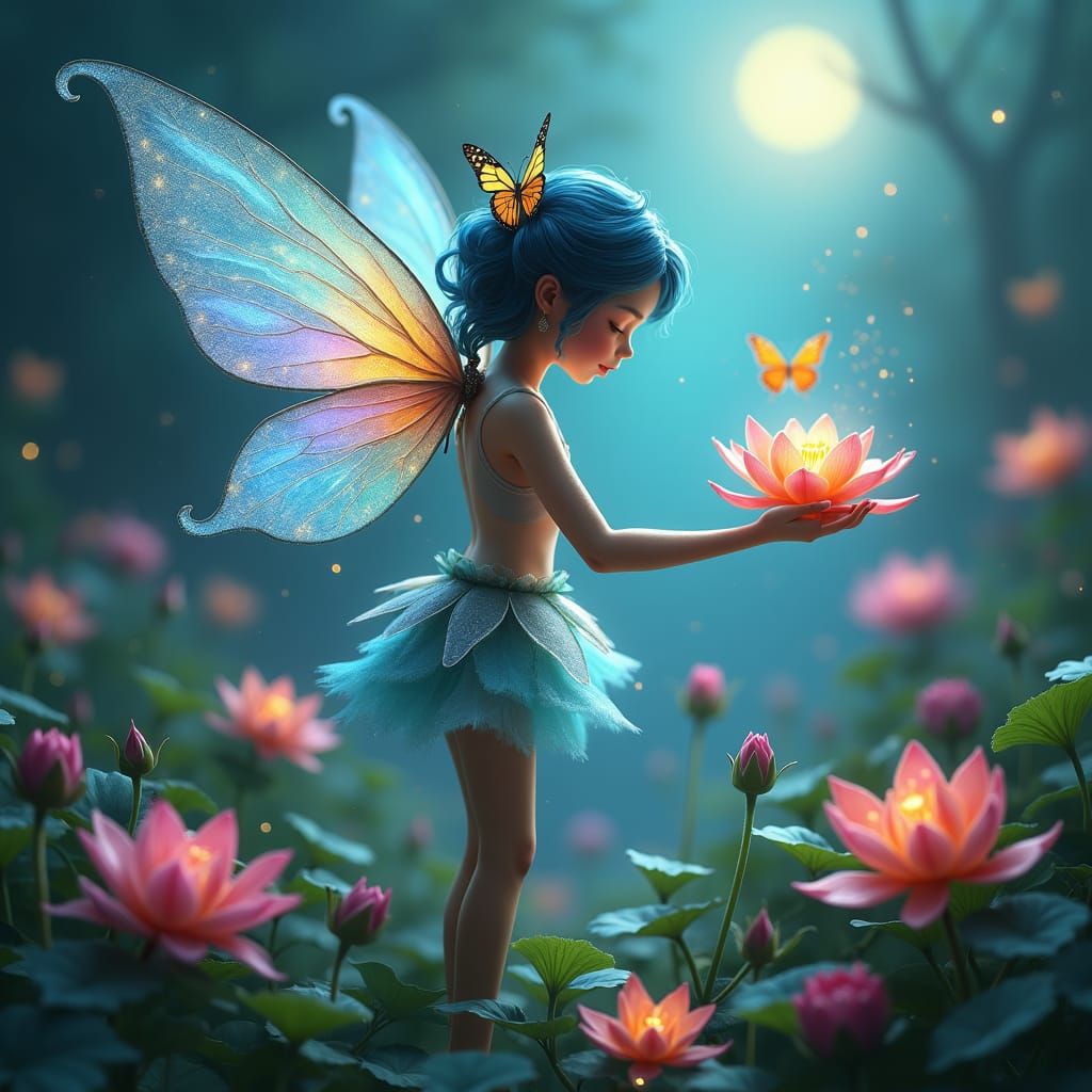 Moonlit Fairy Garden: A Digital Art Masterpiece