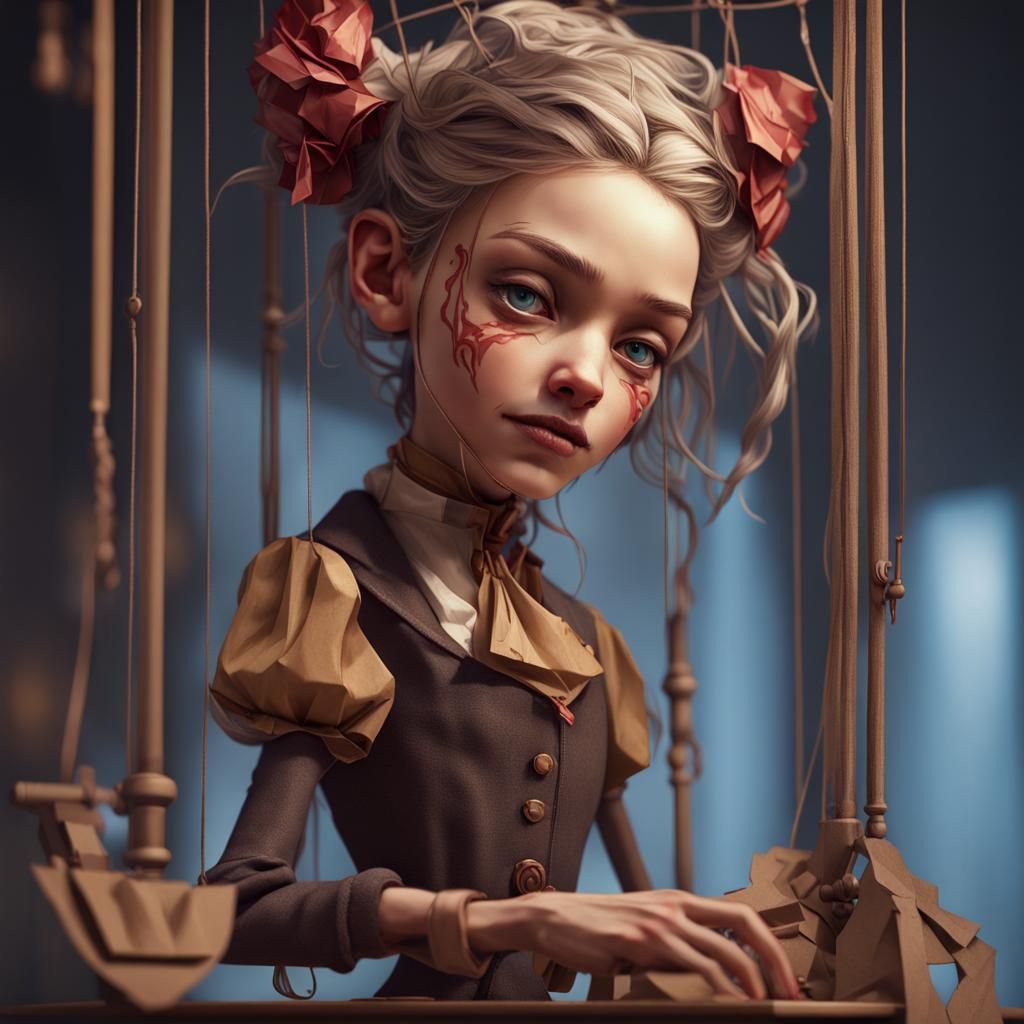 Steampunk Marionette Portrait in Detailed Splash Art