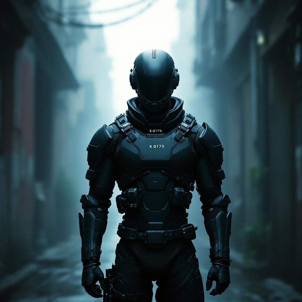 Cyberpunk Sniper in Foggy Alley, Cinematic Film Aesthetic