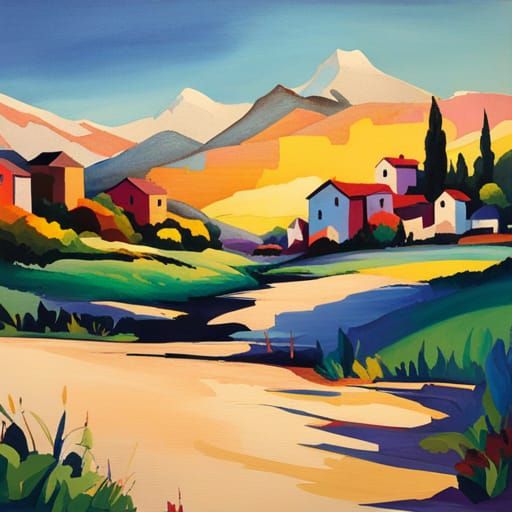 Día de los Muertos Scene in Impressionist Style