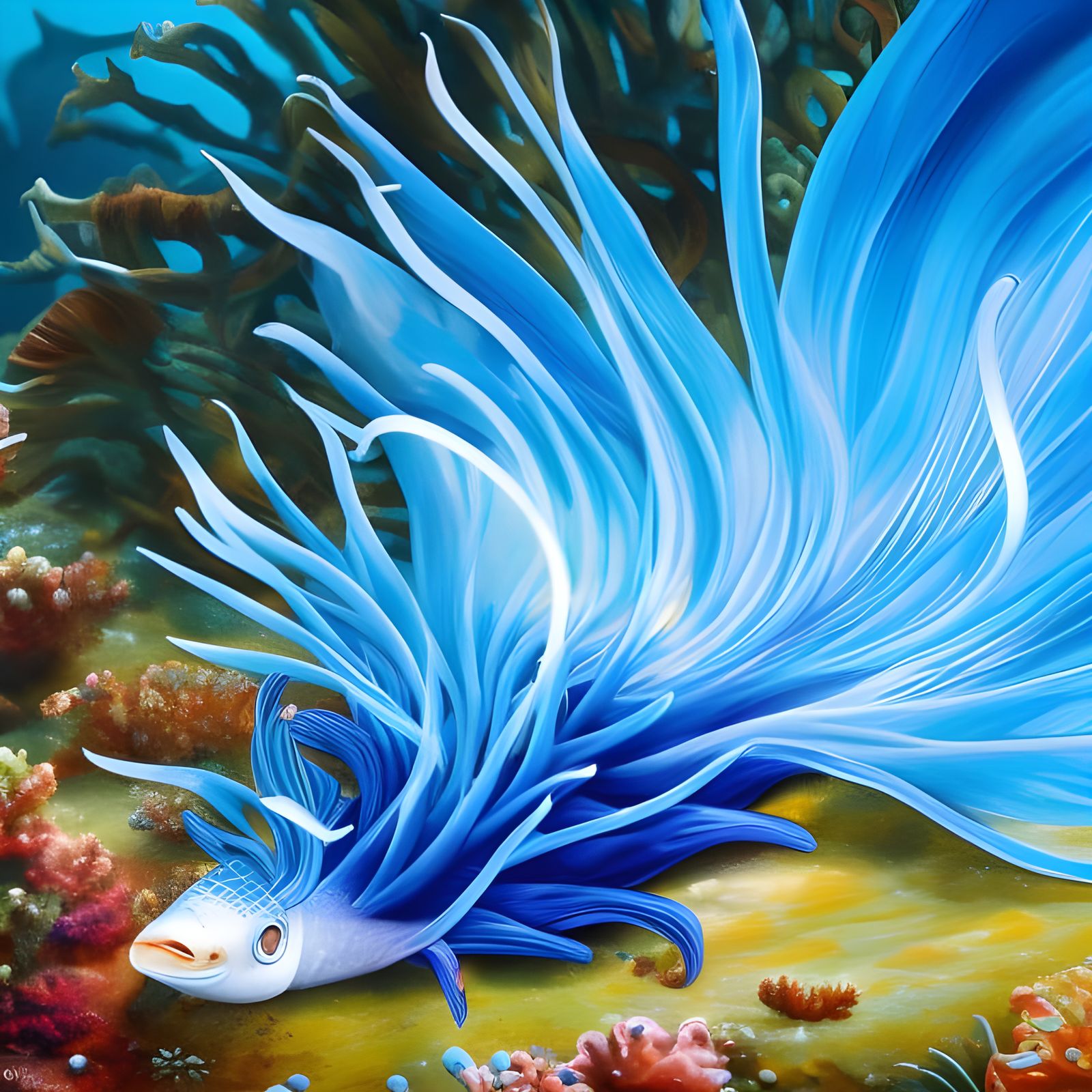 Bioluminescent Glaucus Atlanticus in a Digital Painting