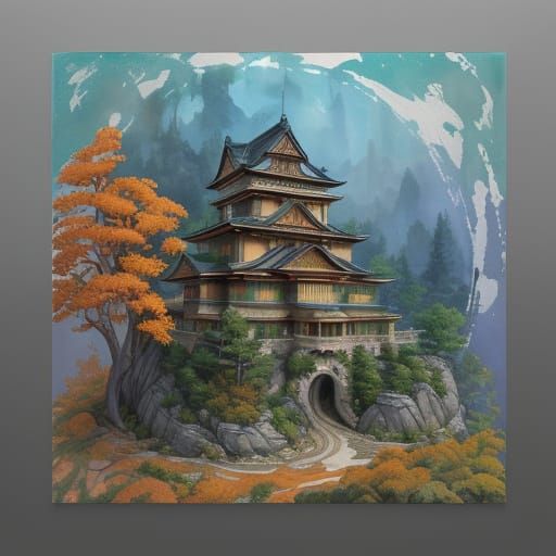 Abstract Landscape with Interwoven Light, Gouache Style