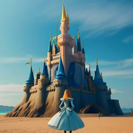 Sandcastle of Sleeping Beauty with Cinematic Lighting