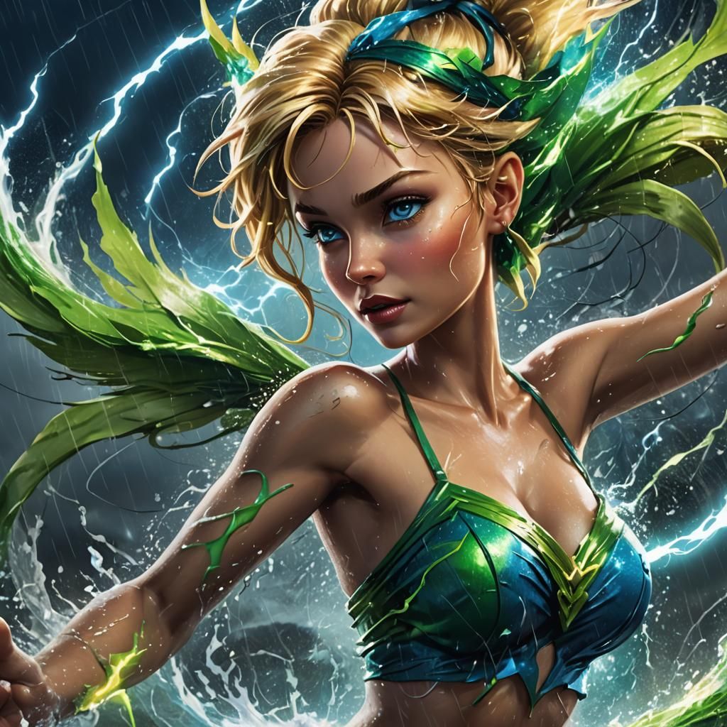 Tinker Bell Harnessing a Hurricane, Art Nouveau