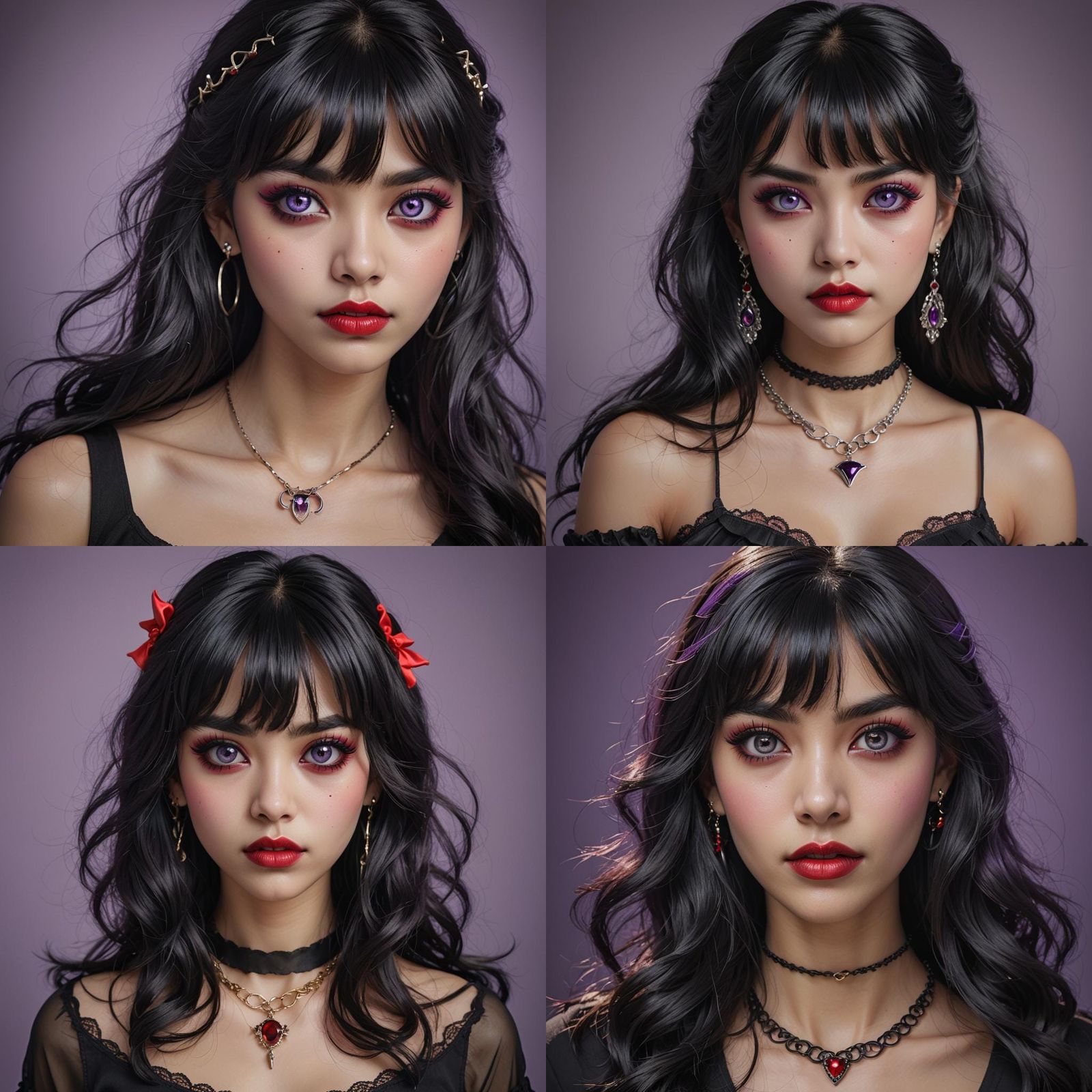 Hyperrealistic Woman with Devil Eyes and Black Hair