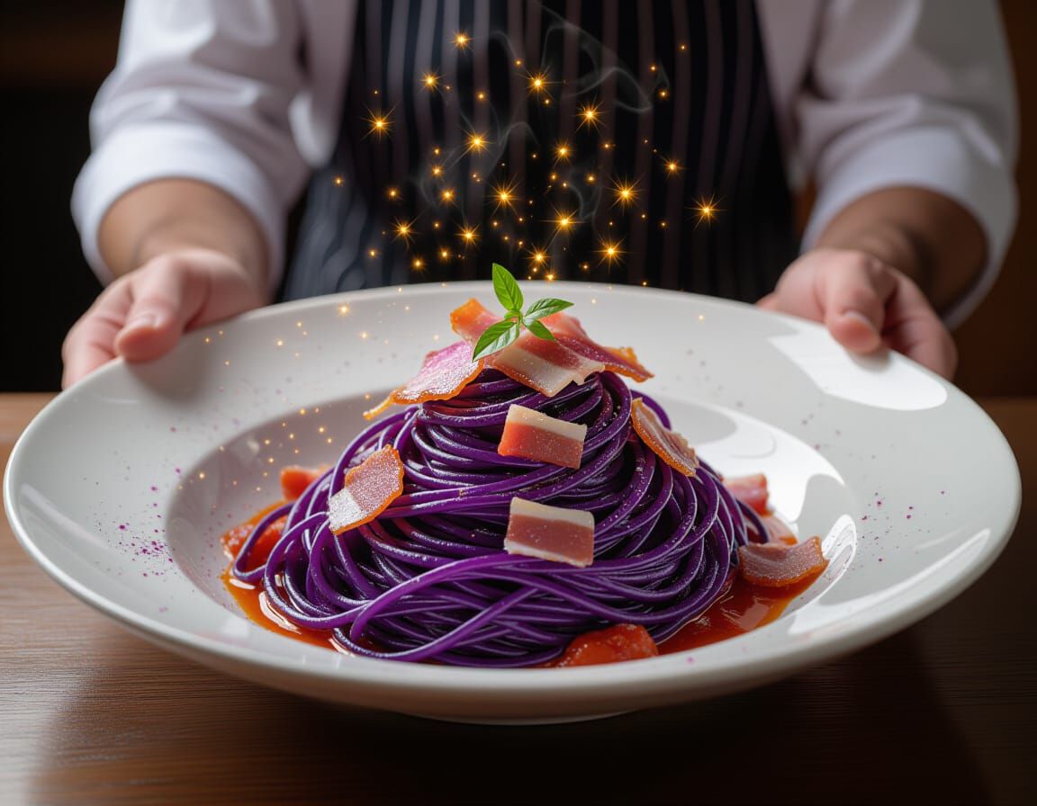 Deconstructed amatriciana with a sprinkle of fairy dust