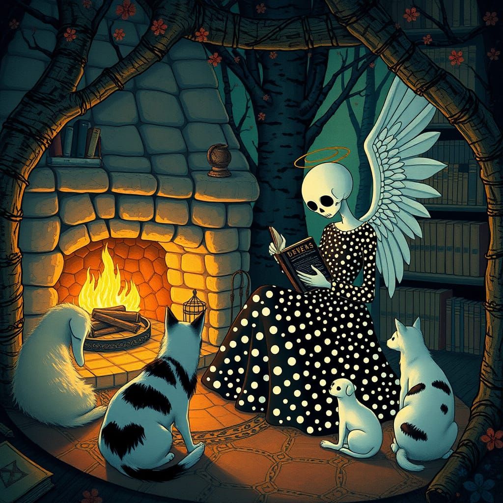 Serene Angel of Death in Cozy Cottage