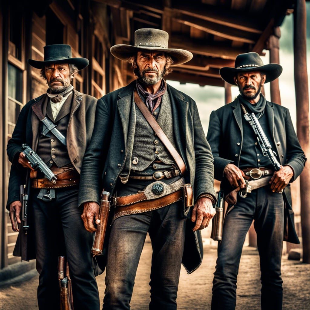 Gunslingers and Outlaws: A Cinematic Western Scene
