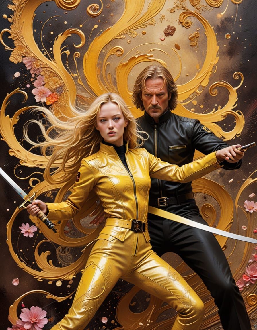 Kill Bill Poster Reimagined in Futuristic Impasto Style