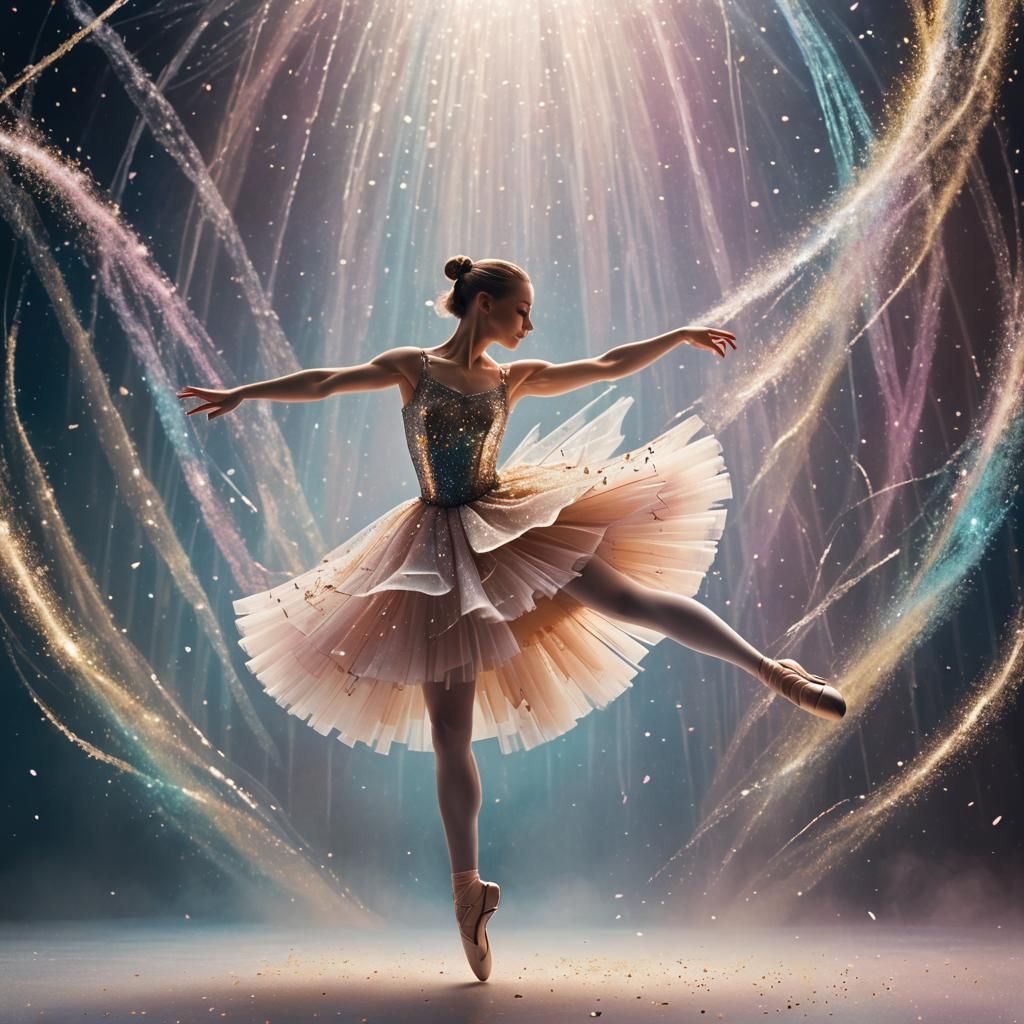 Ballerina Leaps from Music Box in Impressionistic Style