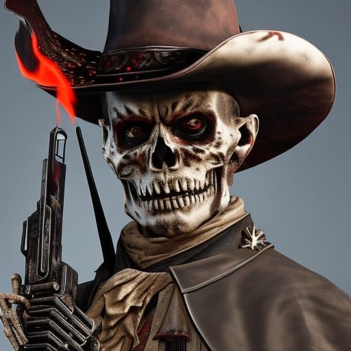 Skeleton Cowboy Portrait in Photorealistic Style