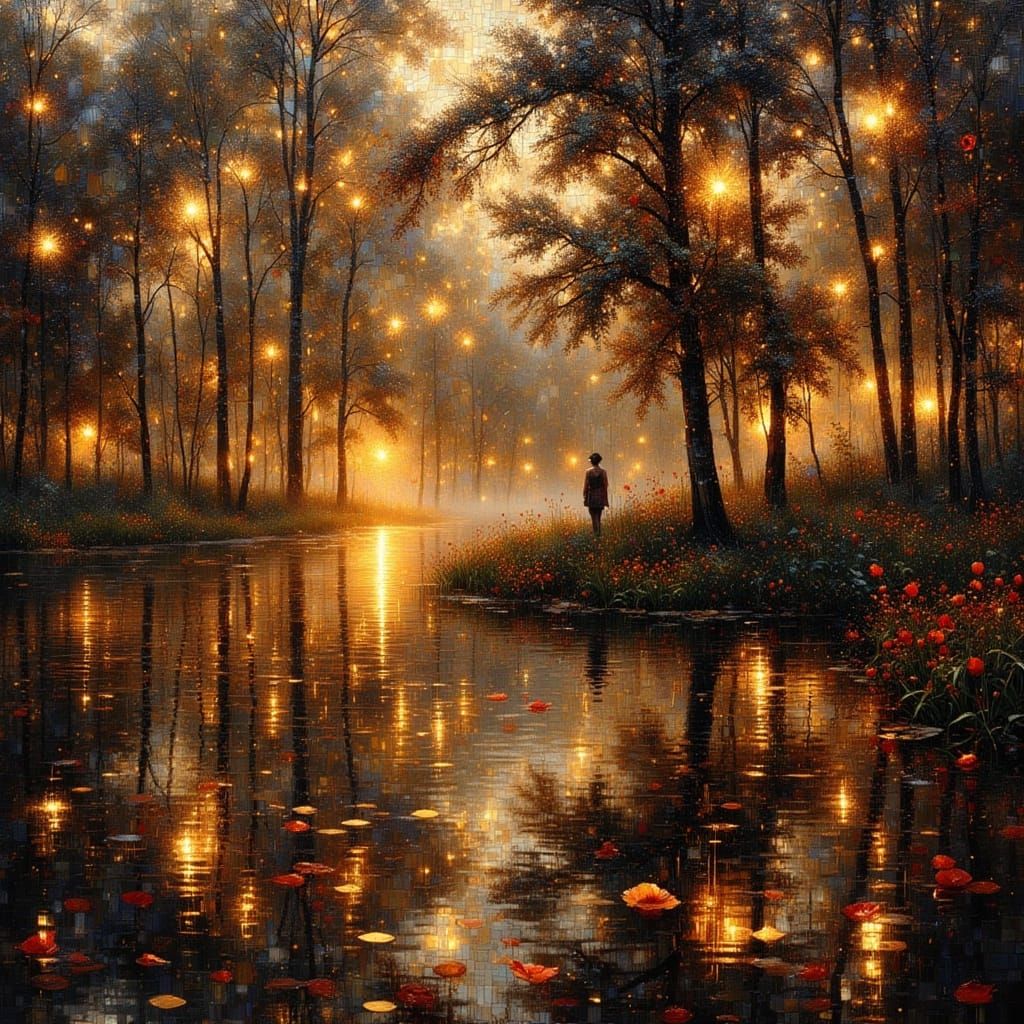 Luminous Mosaic Beauty in Magical Light