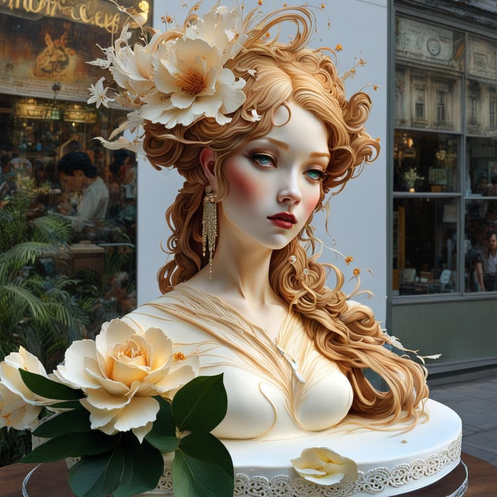 Cake Sculpture with 3D Shading and Intricate Details