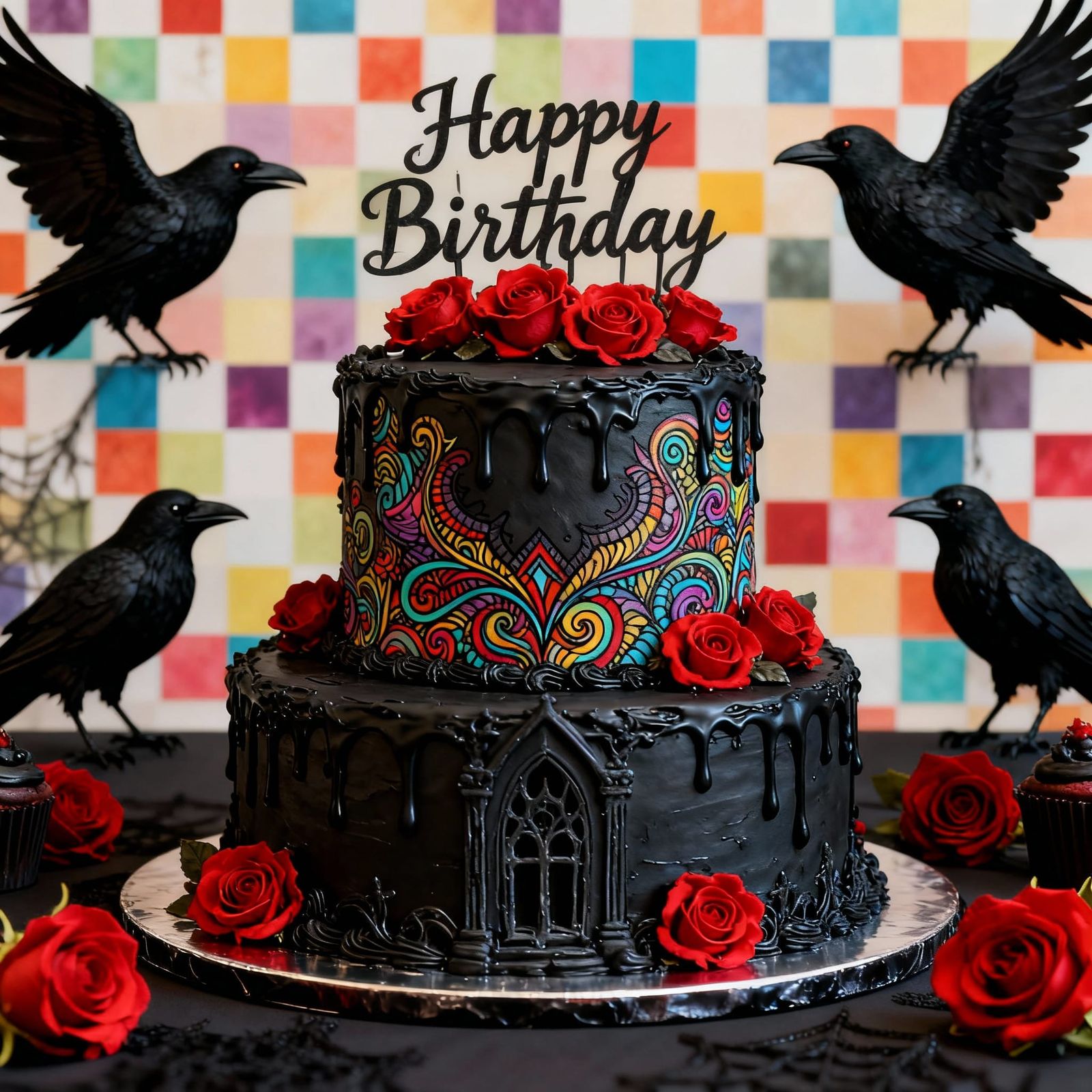 Gothic Birthday Cake Design For Spooky Party