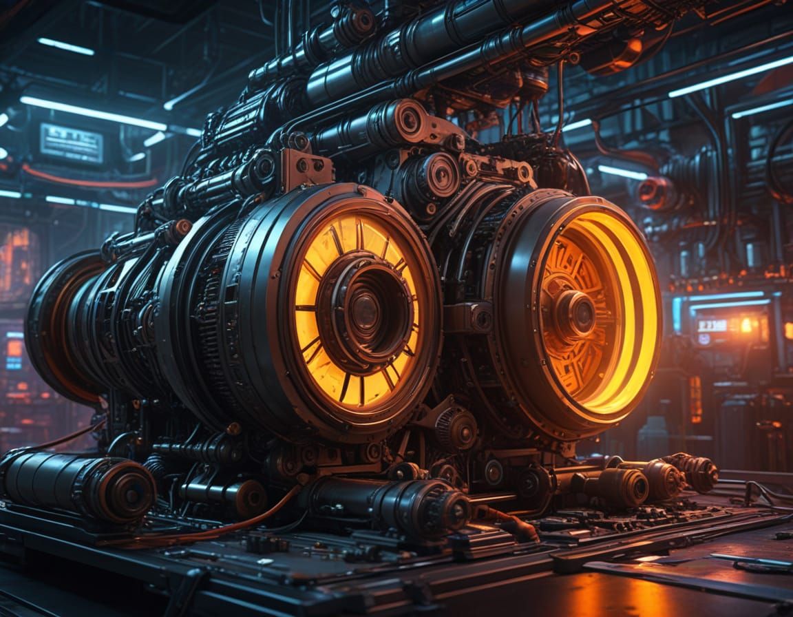 Cyberpunk Inventors in High-Tech Lab