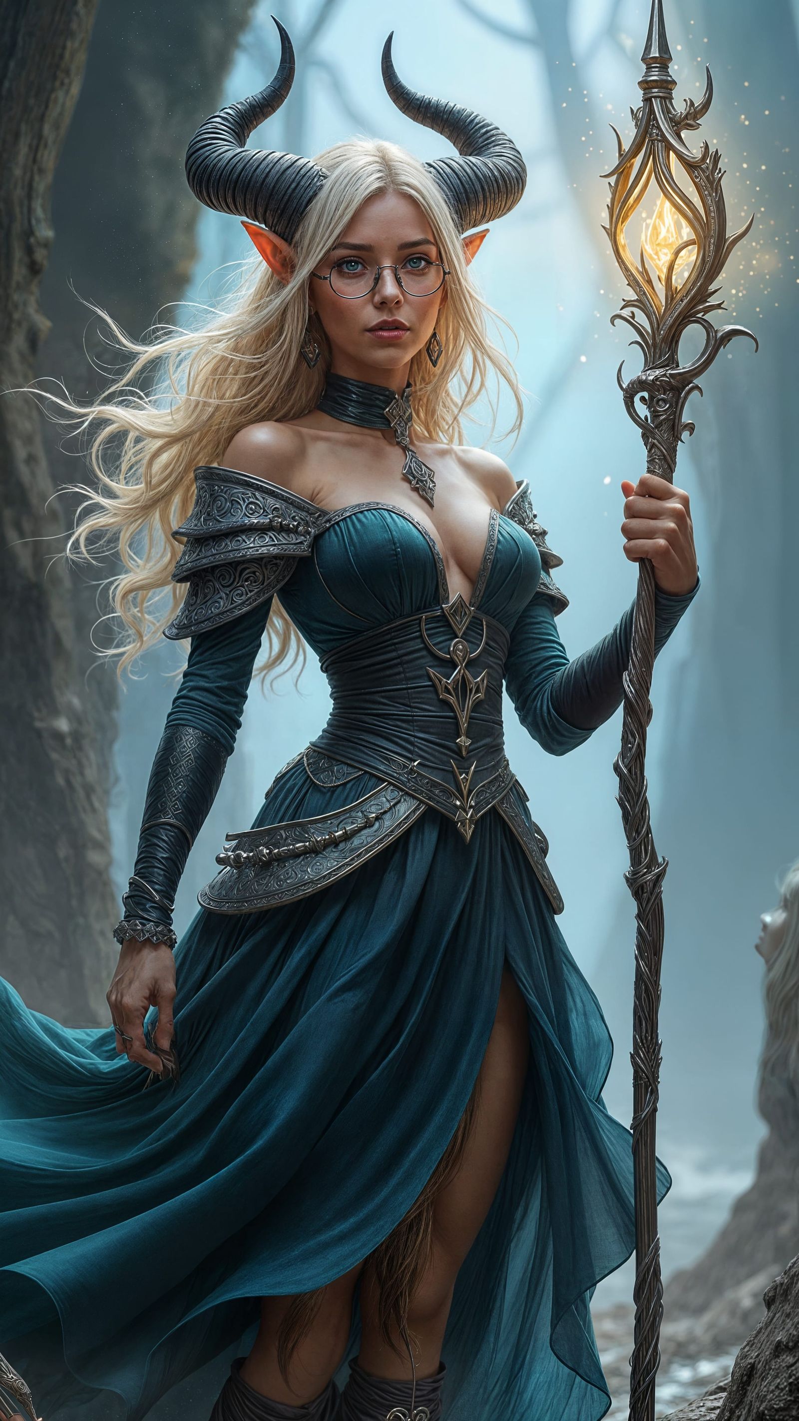 Tiefling White Mage in Combat with Light Magic