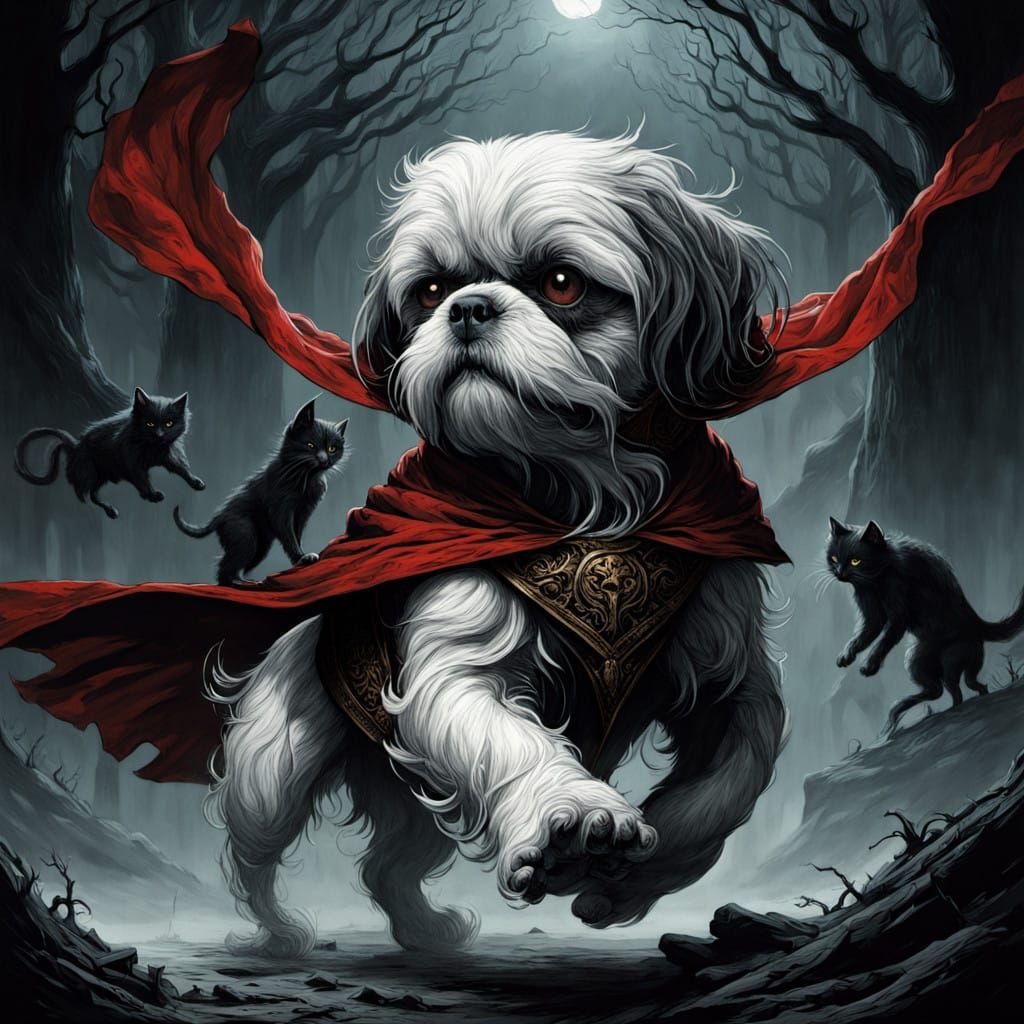 Dramatic White Shih Tzu Charges at Black Cat with Fury and R...
