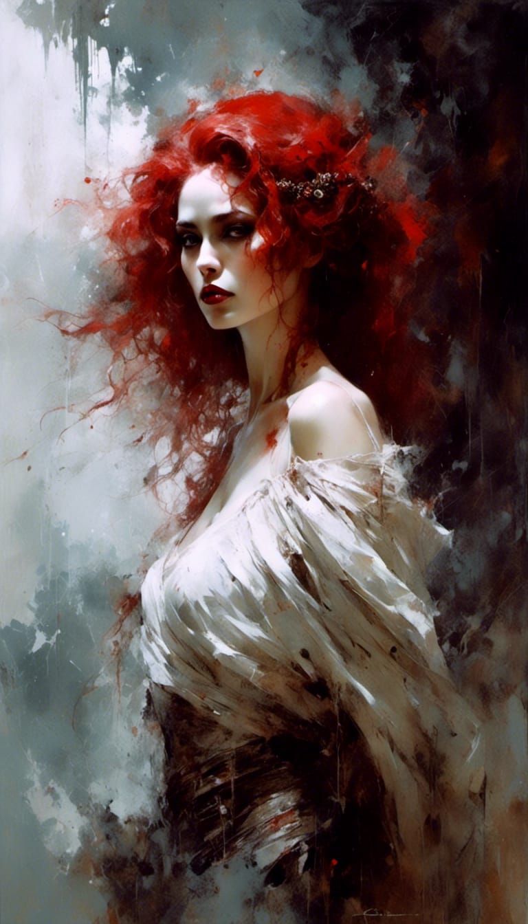 Dark Vampire Queen Portrait in Macabre Style