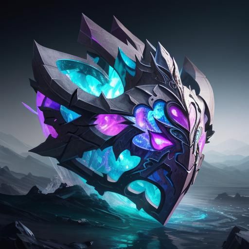 Detailed Crystal Heart in Splash Art Style