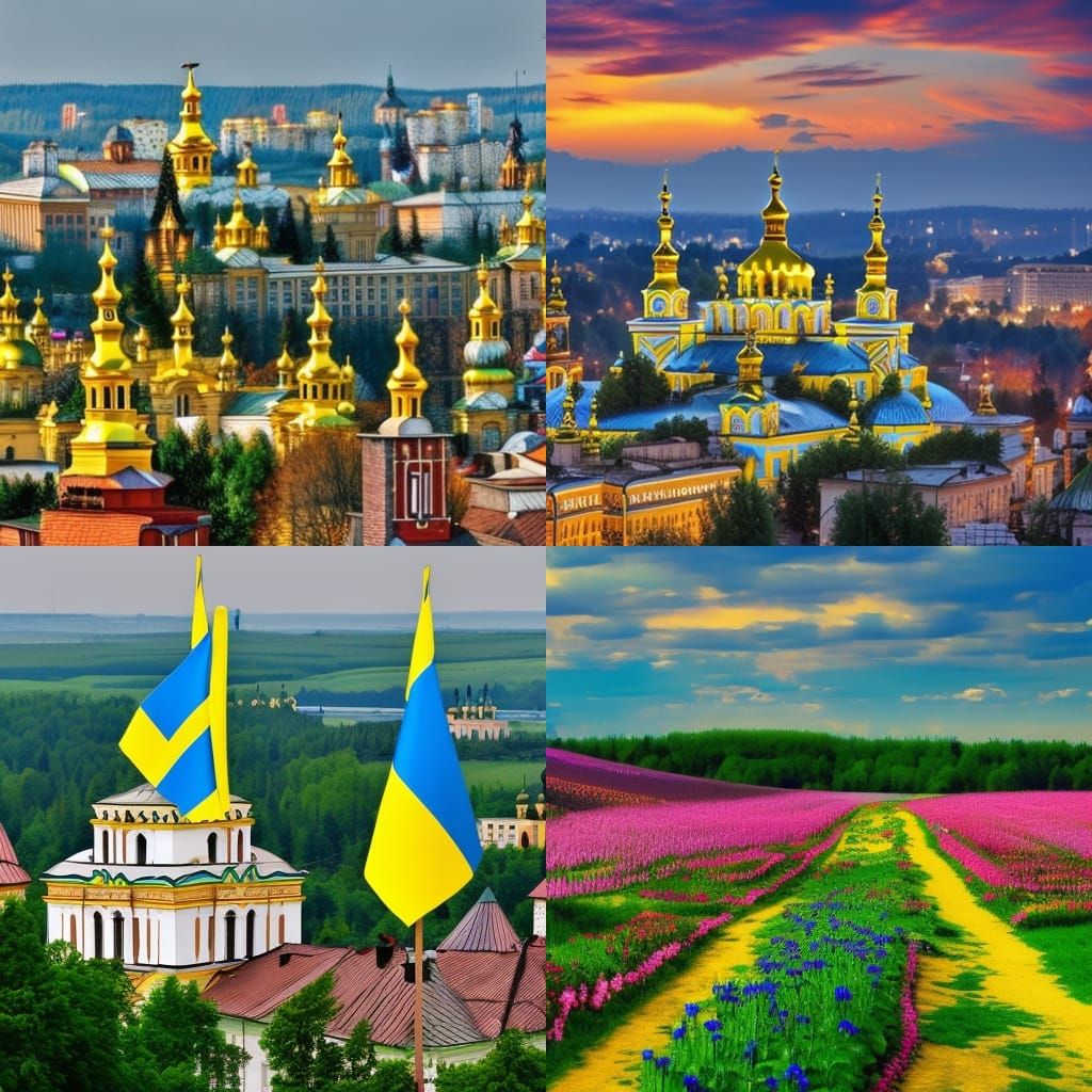 AI Generated Ukraine Landscape with Flowers