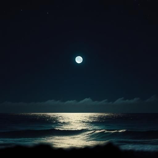 Pixel art style landscape of the ocean at night. The October...