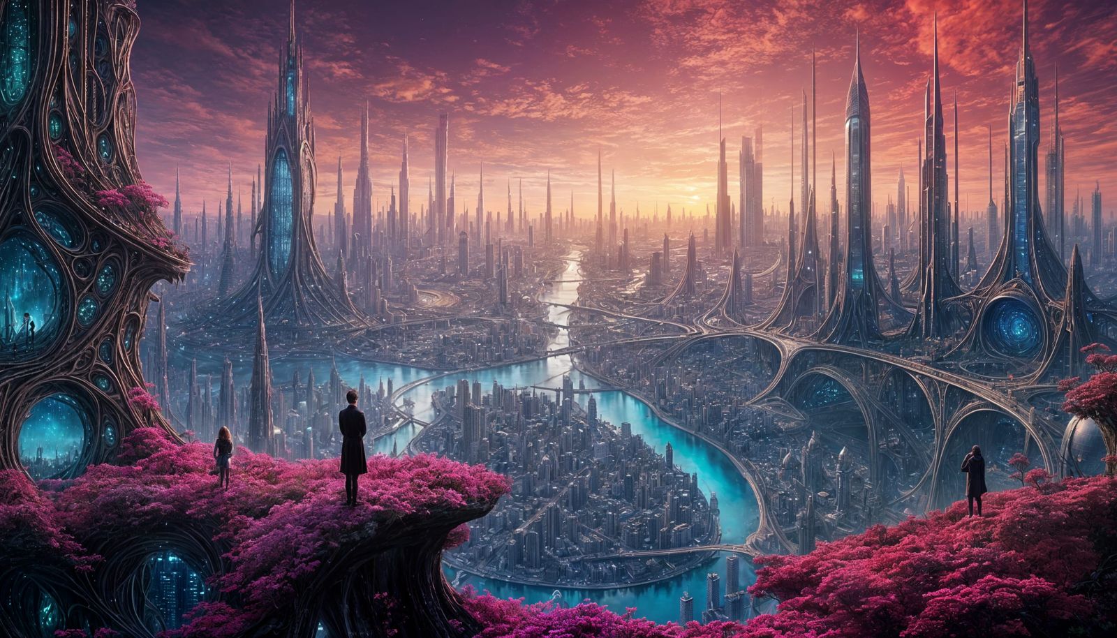 Surreal Alien City Vista in Vibrant Colors
