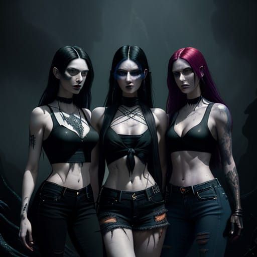 Supernatural Sisters United: Dark Fantasy in Vibrant Hues