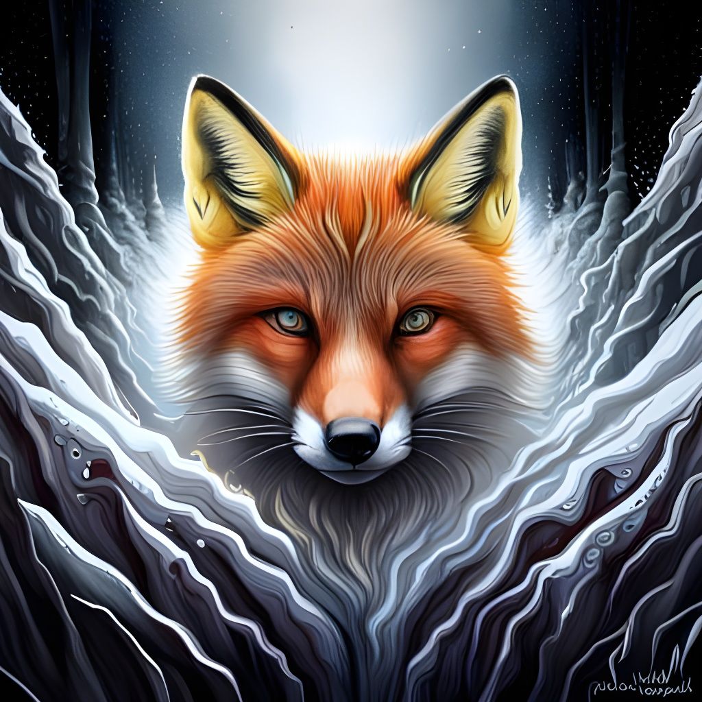 Majestic Fox in Colorful Graffiti Art Style