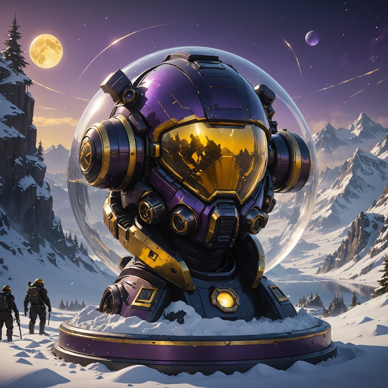 Dark Fantasy Snow Globe Concept Art in the Style of Alphonse...